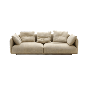 Contemporary beige 3-seater sofa with deep cushions and wide arms, perfect for minimalist and modern living rooms.