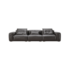 Sleek black leather modular sofa offering a clean-lined look and versatile configuration for modern homes and offices.